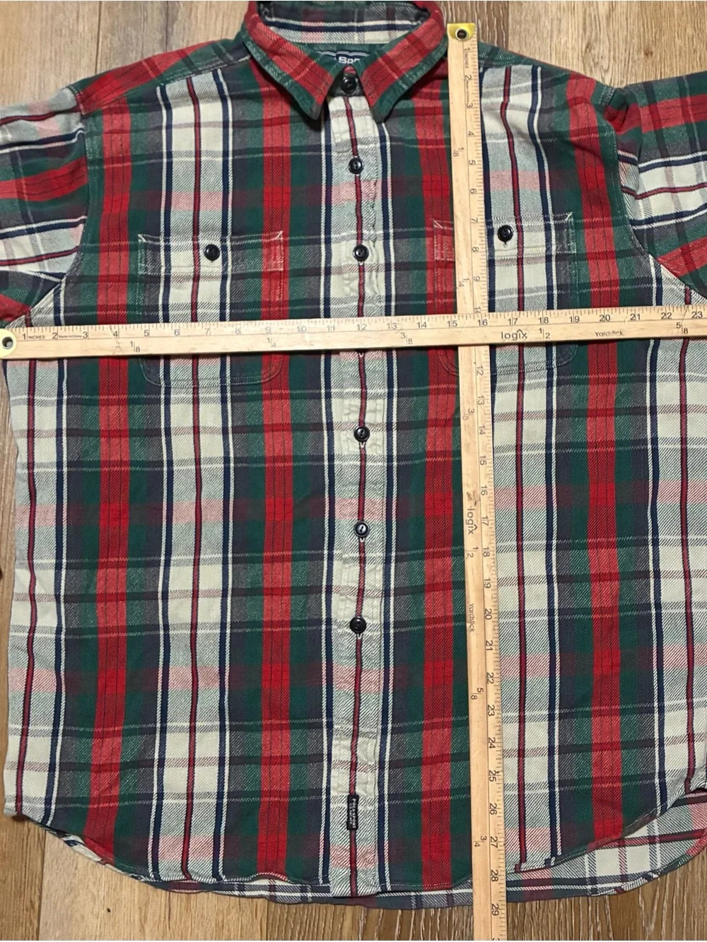 Polo Ralph Lauren Sportsman Red Green Plaid Button-Down Flannel Shirt L 90s